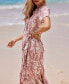 Women's Floral Ruffled Wrap Maxi Beach Dress