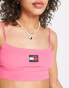 Tommy Jeans logo cropped rib cami top in pink