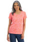 Фото #1 товара Women's Floral-Print Scoop-Neck Knit Top, Created for Macy's