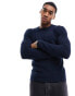 ONLY & SONS crew neck textured knit jumper in navy