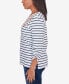 Фото #4 товара Petite A Fresh Start Ruched Sleeve Striped Floral Top