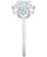 Фото #4 товара Santa Maria Aquamarine (7/8 ct. t.w.) & Diamond (1/3 ct. t.w.) Three Stone Halo Ring in 14k White Gold