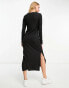 River Island column midi dress with side split in black