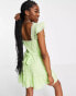 Miss Selfridge lace insert dobby mini dress in lime green