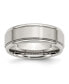 Stainless Steel Polished Brushed Center 8mm Edge Band Ring