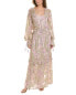 Hemant & Nandita Metallic Embroidered Kaftan Dress Women's Pink Xs