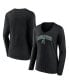 ფოტო #1 პროდუქტის Women's Black Michigan State Spartans Evergreen Campus Long Sleeve V-Neck T-shirt