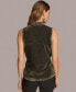 Women's Crocodile Burnout Velvet Faux-Wrap Top