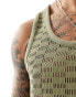 ASOS DESIGN vest in green open crochet