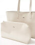 PASQ large tote bag with inside pouch in bone grey