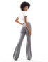 ONLY Tall high waisted flared trousers in grey melange