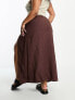 Фото #3 товара ASOS DESIGN Curve linen maxi skirt with high split in chocolate