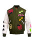 Фото #4 товара Men's Olive Looney Tunes Bugs Boogey Varsity Full-Snap Jacket