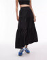 Topshop co-ord taffeta tiered maxi skirt in black Черный, 44 - фото #2