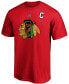 Фото #2 товара Men's Jonathan Toews Red Chicago Blackhawks Team Authentic Stack Name and Number T-shirt