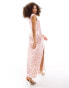 Y.A.S sleeveless ruched front satin maxi dress in pink vintage floral Blümchenmuster, XS - фото #3