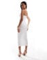 ASOS DESIGN bandeau cup detail textured seam detail midi dress in ivory weiß, 40 - фото #4