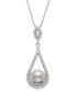 Macy's cultured Freshwater Pearl 6.5-7mm and Cubic Zirconia Drop Pendant in Sterling Silver with 18" Chain