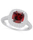 Кольцо Macy's Garnet and Diamond Halo 14K White Gold