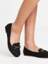 New Look Wide Fit suedette snaffle loafer in black