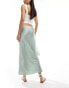 Фото #5 товара Wednesday's Girl satin bias cut midaxi skirt in mint green