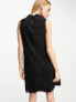 & Other Stories faux feather effect mini dress in black
