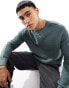 Фото #1 товара Armani Exchange contrast stripe back combed cotton knit jumper in green