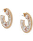 Gold-Tone Medium Pressed Flower Open Hoop Earrings, 1.35"