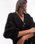 Фото #1 товара Topshop knitted premium plated cardigan in black