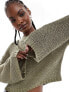 Noisy May lightweight knitted crew neck jumper in olive