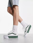 Vans Old Skool Stackform trainers in white with green sports stripes