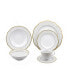 24 Piece Wavy Fine China Silver Dot Dinnerware