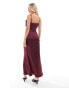 Never Fully Dressed Petite lace cut-out slip maxi dress in burgundy