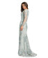Фото #2 товара Women's Embellished V Neck Illusion Long Sleeve Gown