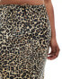 Stradivarius satin bias midi skirt in leopard print