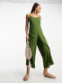 ASOS DESIGN strappy culotte jumpsuit in khaki