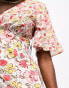 Wednesday's Girl flutter sleeve chintz floral midaxi dress in multi