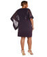 Фото #2 товара Plus Size Asymmetric Sequined-Overlay Dress