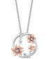 Фото #1 товара Diamond Mulan Flower Pendant Necklace (1/10 ct. t.w.) in Sterling Silver & Rose Gold-Plate, 16" + 2" extender