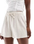 Miss Selfridge linen pull on shorts in natural slub Flammengarn in Natur, 38 - фото #1