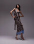 Topshop chiffon cowl slip dress in leopard with blue print chiffon with scarf