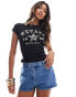 River Island Nevada print baby tee in black Черный, 36 - фото #3