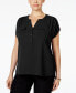 Фото #1 товара Plus Size Woven-Front V-Neck Top, Created for Macy's