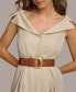 ფოტო #4 პროდუქტის Women's Faux-Leather Belt Collared Shirtdress