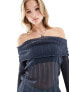 Фото #1 товара COLLUSION knitted sheer multi-way pleated jumper with hood in petrol blue