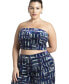 Фото #1 товара Plus Size Printed Velvet Strapless Top - 28, Stained Glass