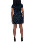 ფოტო #2 პროდუქტის Petite Printed Jewel-Neck Fit & Flare Dress