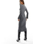 Фото #7 товара New Look long sleeve scoop neck midi dress in dark grey