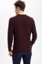 Erkek Bordo Slim Fit Triko Kazak K8632AZ19WN