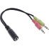 Фото #2 товара InLine Audio Headset adpter cable - 2x 3.5mm M to 3.5mm F 4pin - CTIA - 0.15m